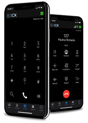 Smartphone showing screen of VOIP